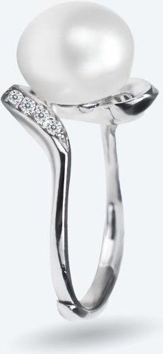 Ring 925 rhod. Süßwasserzuchtperle, Zirkonia