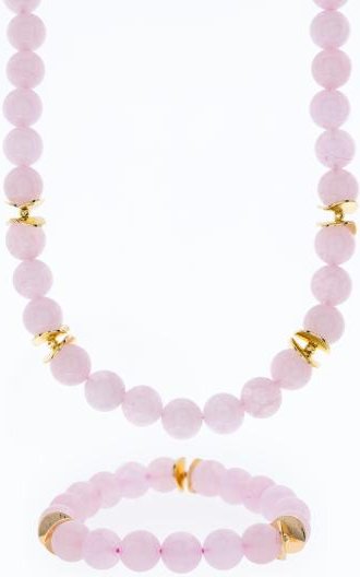 SET: Collier+Armband Rosenquarz Magnetverschluß