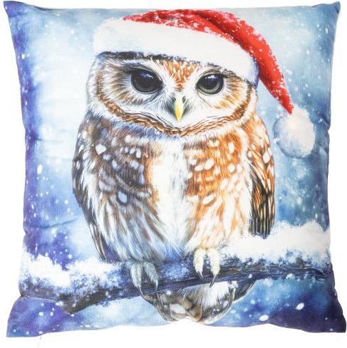Thumbnail - LED Kissen Eule Winterwald 40x40cm