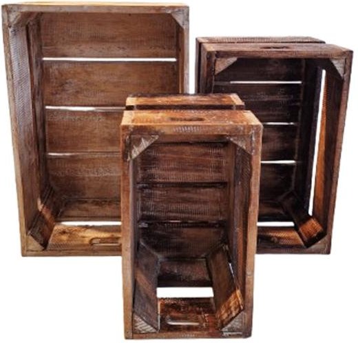 3er Set Holzkisten 45/38/31 cm