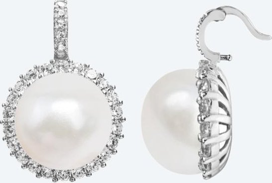 Clip-Anhänger 925 rhodiniert Süßwasserzuchtperle