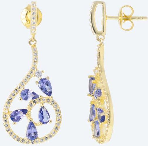 Ohrhänger 925 Silber vergoldet Tansanit