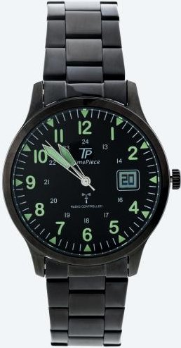 Time Piece Herren-Funkuhr, Edelstahlband, schwarz