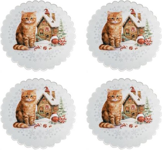 Tischdeckchen Katze 4er Set 39cm