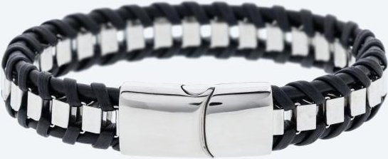Armband Edelstahl, Leder synthetisch