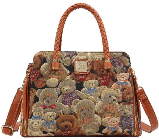 Henney Bear Henkeltasche cognac/gemustert