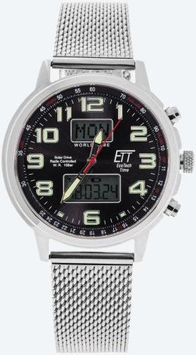 ETT Funk-Solar Herrenuhr "World Timer" schwarz