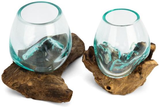 Darimana 2er Set Glas auf Kaffeewurzel mini