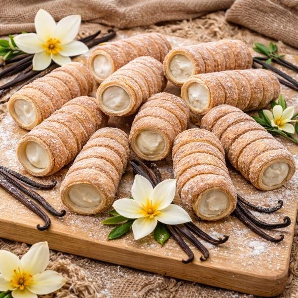 Striezelgebäck Vanillefüllung