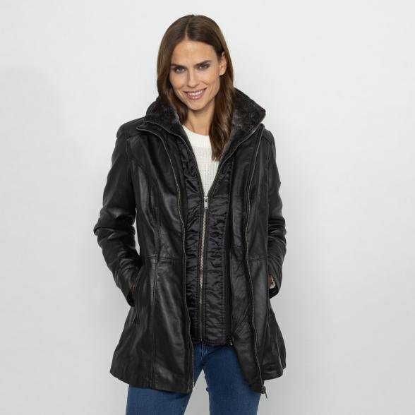 OTTO KERN Damen-Ledermantel 'Donna' schwarz