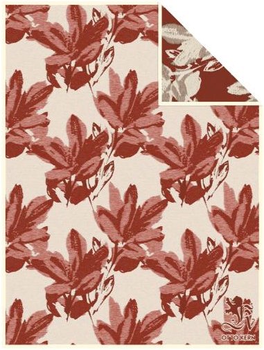 OTTO KERN Wohndecke Blattdesign, beige-rot
