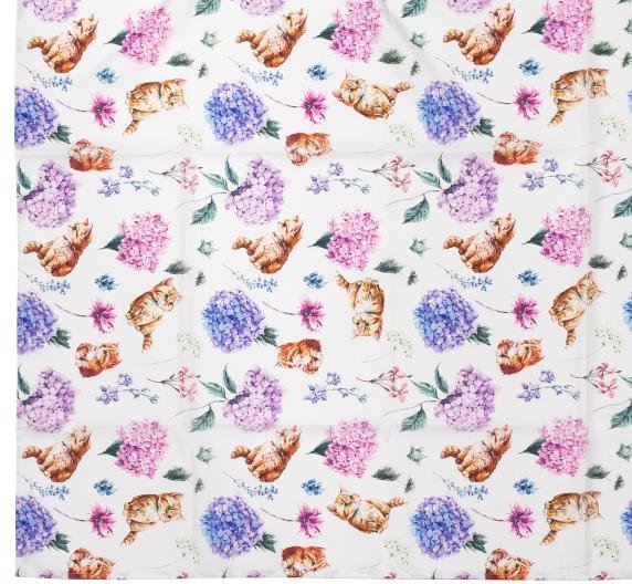 Tischdecke Katze 130x170cm Hortensie