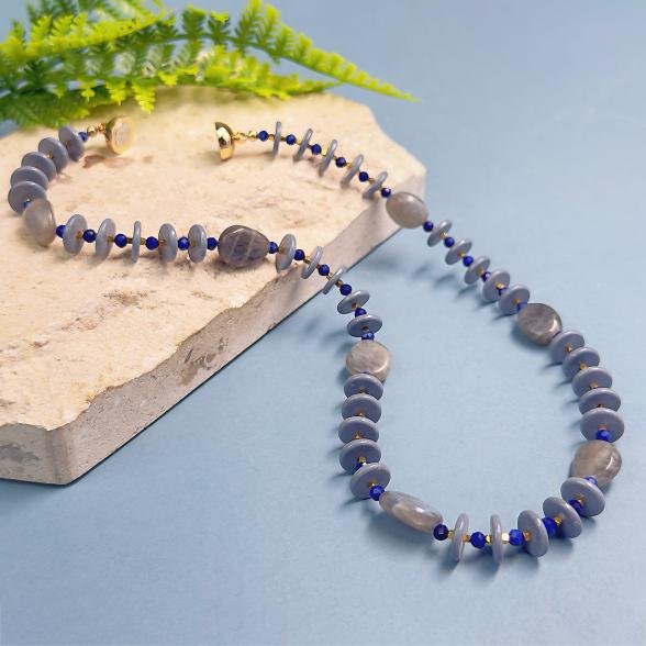 Collier Labradorit, Keramik Magnetverschluß