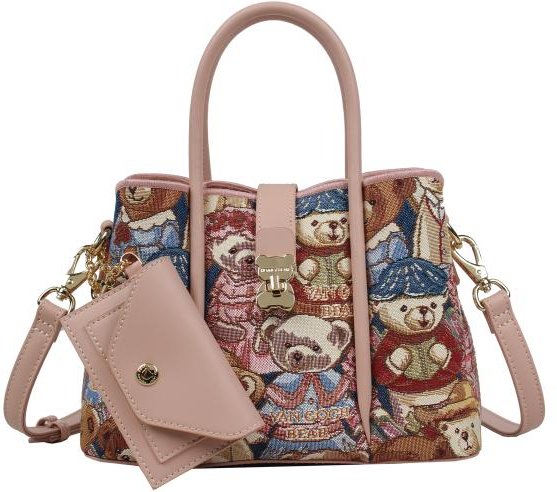 Henney Bear Henkeltasche rosa/gemustert