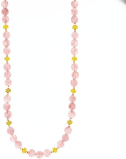 Collier Quarz pink, grün Magnetverschluß