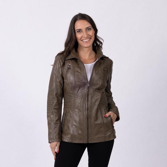 OTTO KERN Damen-Lederjacke 'Navarra' khaki