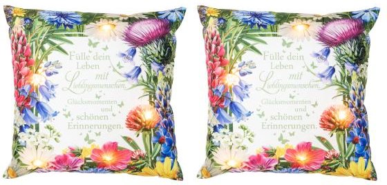 LED-Kissen mit Spruch 2er Set