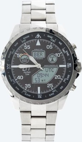 ETT Funk-Solar Herrenuhr "World Timer" schwarz