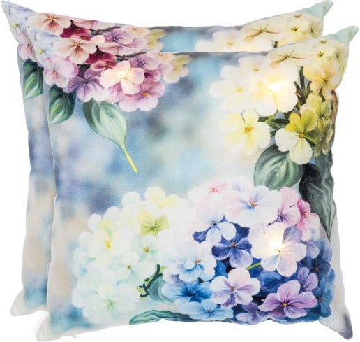 2 LED-Kissen Hortensien 40x40cm