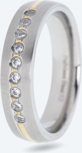 Ring Edelstahl bicolor Zirkonia