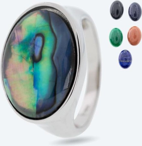 Wechsel-Ring 925 rhodiniert 6 Edelsteine