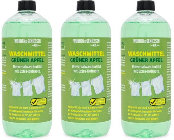 W&G Waschmittel 3 x 1 Liter Grüner Apfel