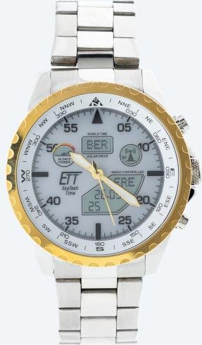 ETT Funk-Solar Herrenuhr "World Timer" weiß