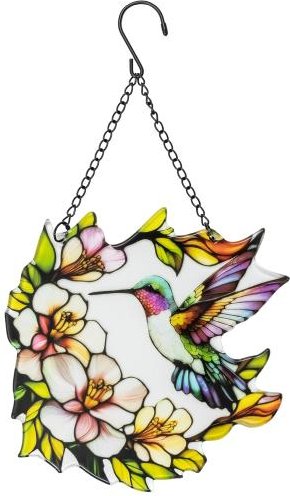 Fensterbild Kolibri mit Blumen