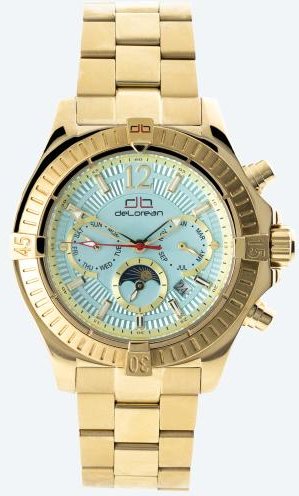 deLorean Herren-Automatikuhr "Fangio" iceblau-gold