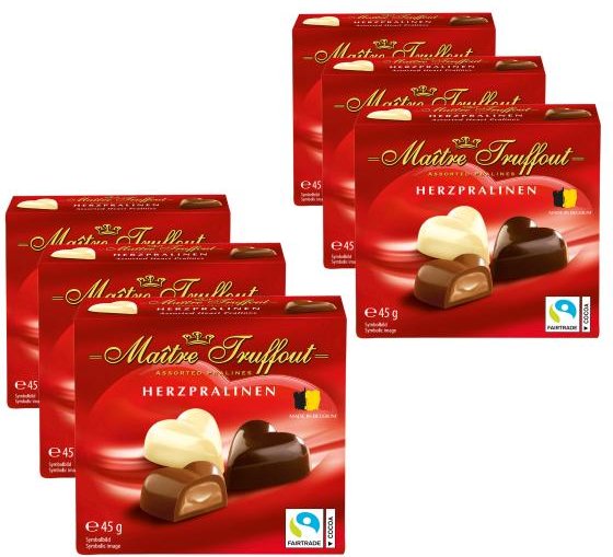 Mini-Belgische Herzpralinen 45g 6er Set