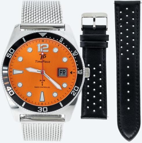 Time Piece Herren-Funkuhr + zusätz. Lederband