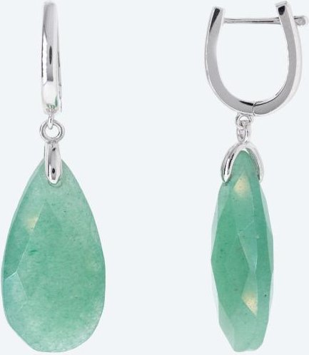 Ohrhänger 925 Sterling Silber rhod. Aventurin grün