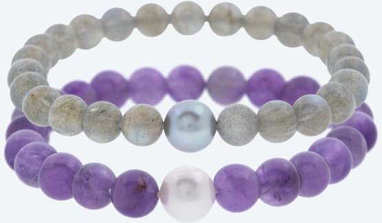 SET: 2x Armbänder Labradorit, Amethyst