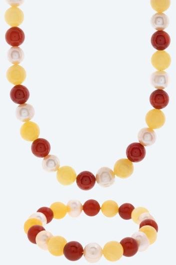 SET Collier+Armband Achat, Jade