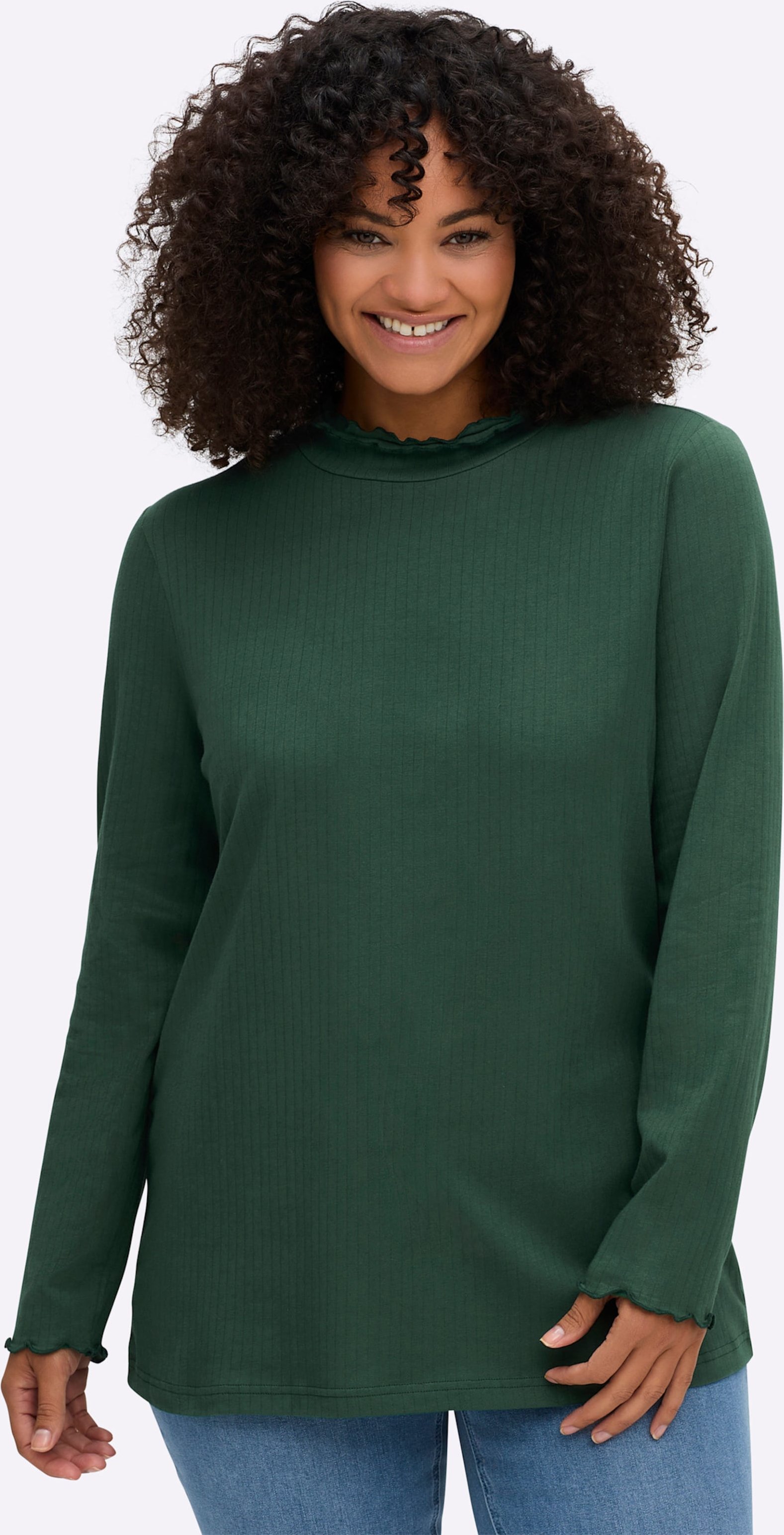 Sheego Rollkragenshirt mit Baby-Lock-Nähten