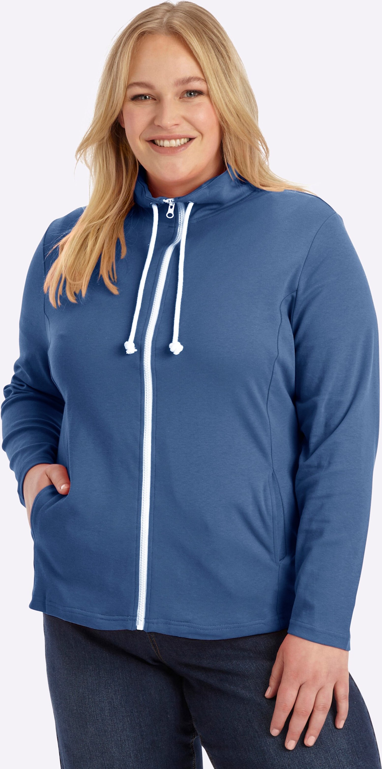 Sheego Sweatjacke aus Interlock-Jersey, formstabil