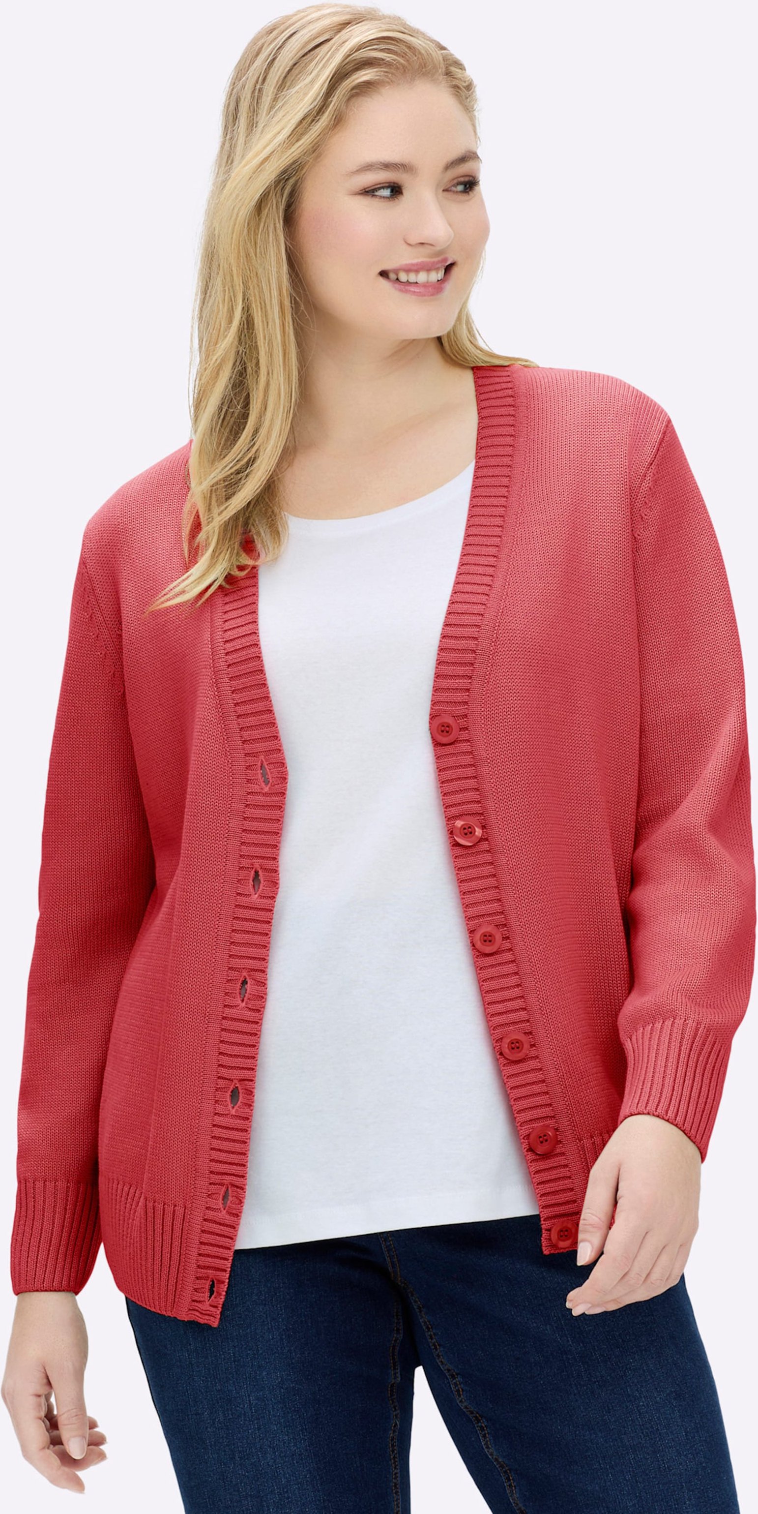 Sheego Strickjacke mit farblich abgestimmten Knöpfen