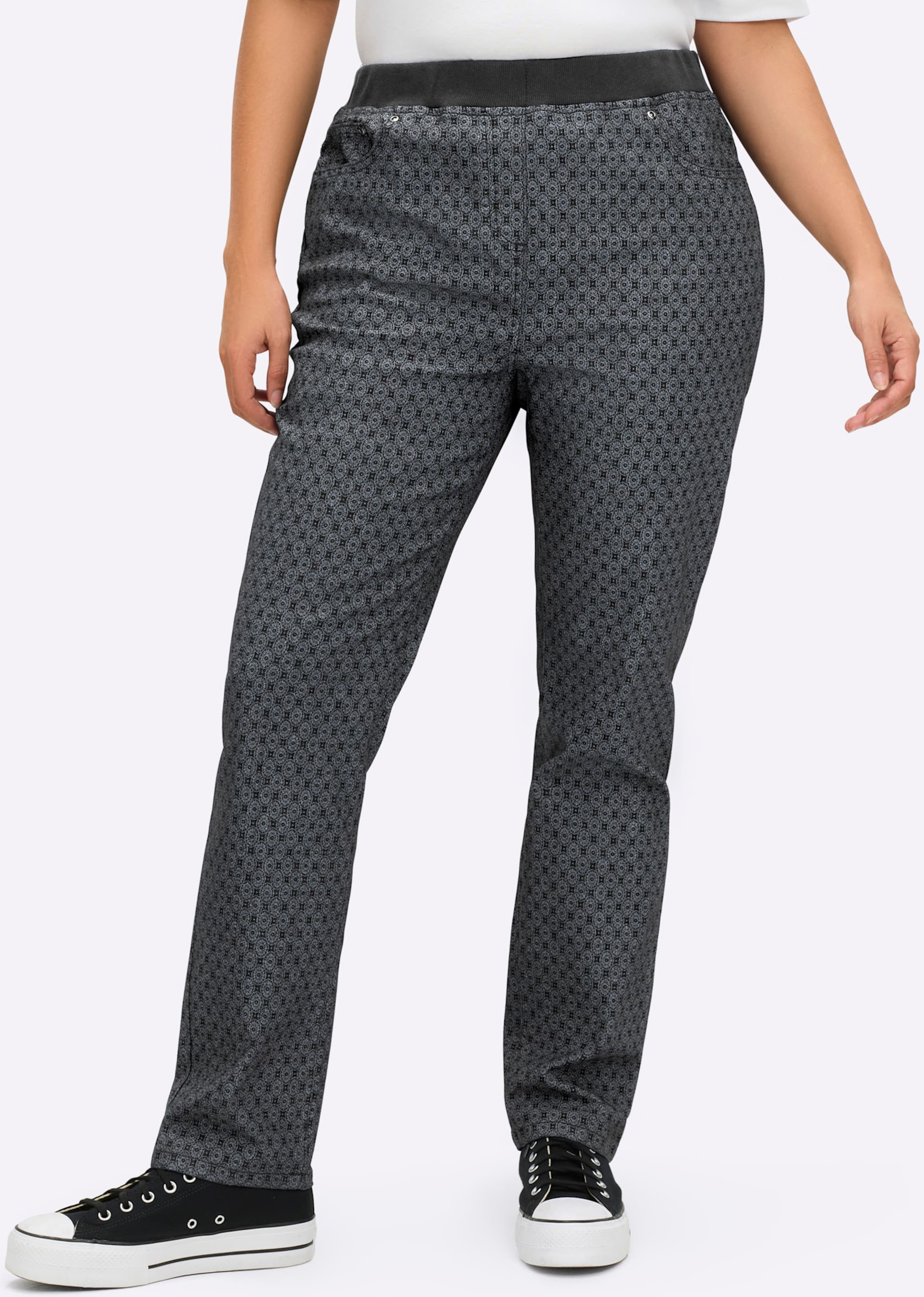 Sheego Schlupfjeans mit geripptem Strick-Dehnbund