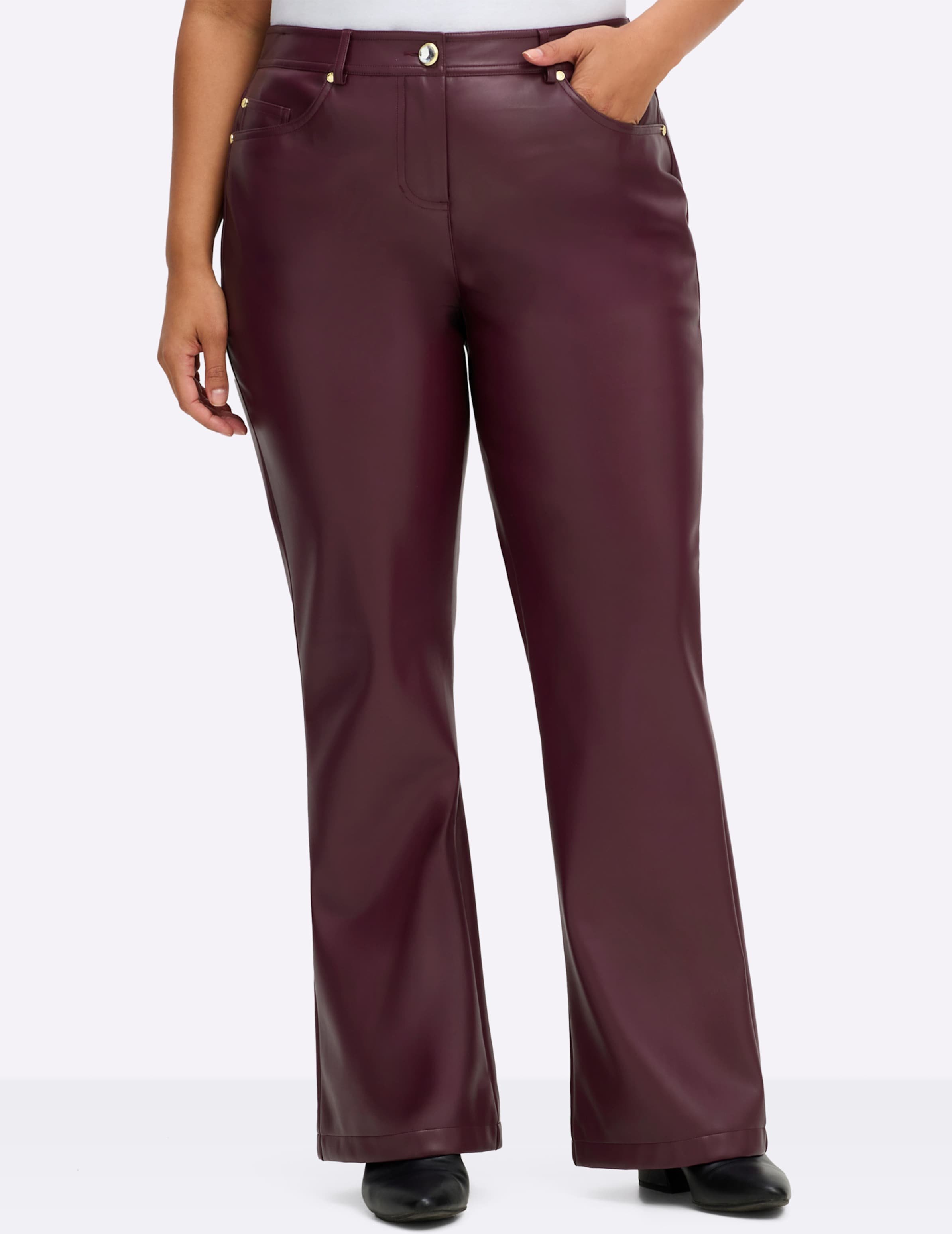 Sheego Lederimitathose mit Formbund, in Bootcut-Form