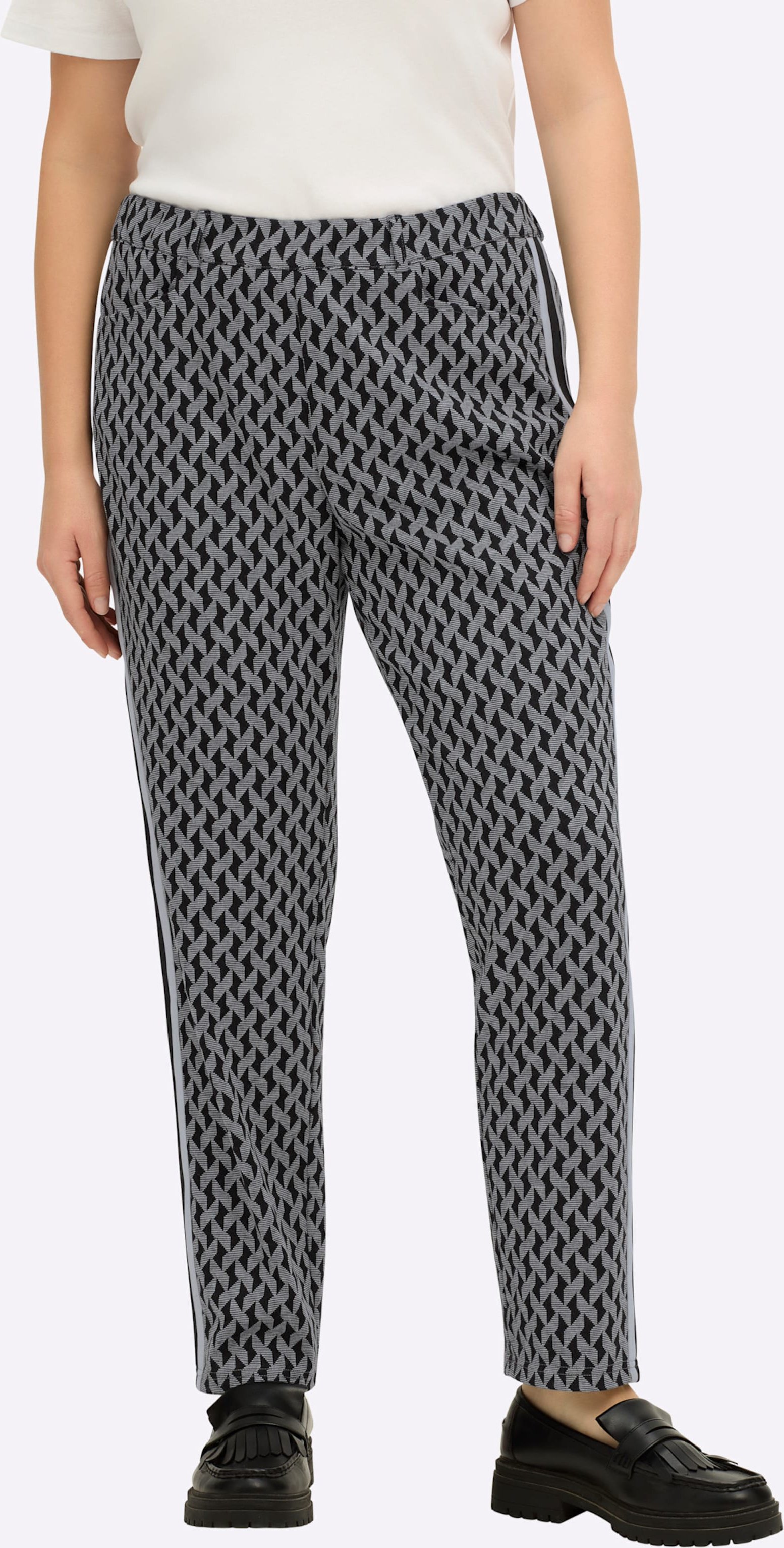 Sheego Hose mit Jacquardmuster und Galonstreifen