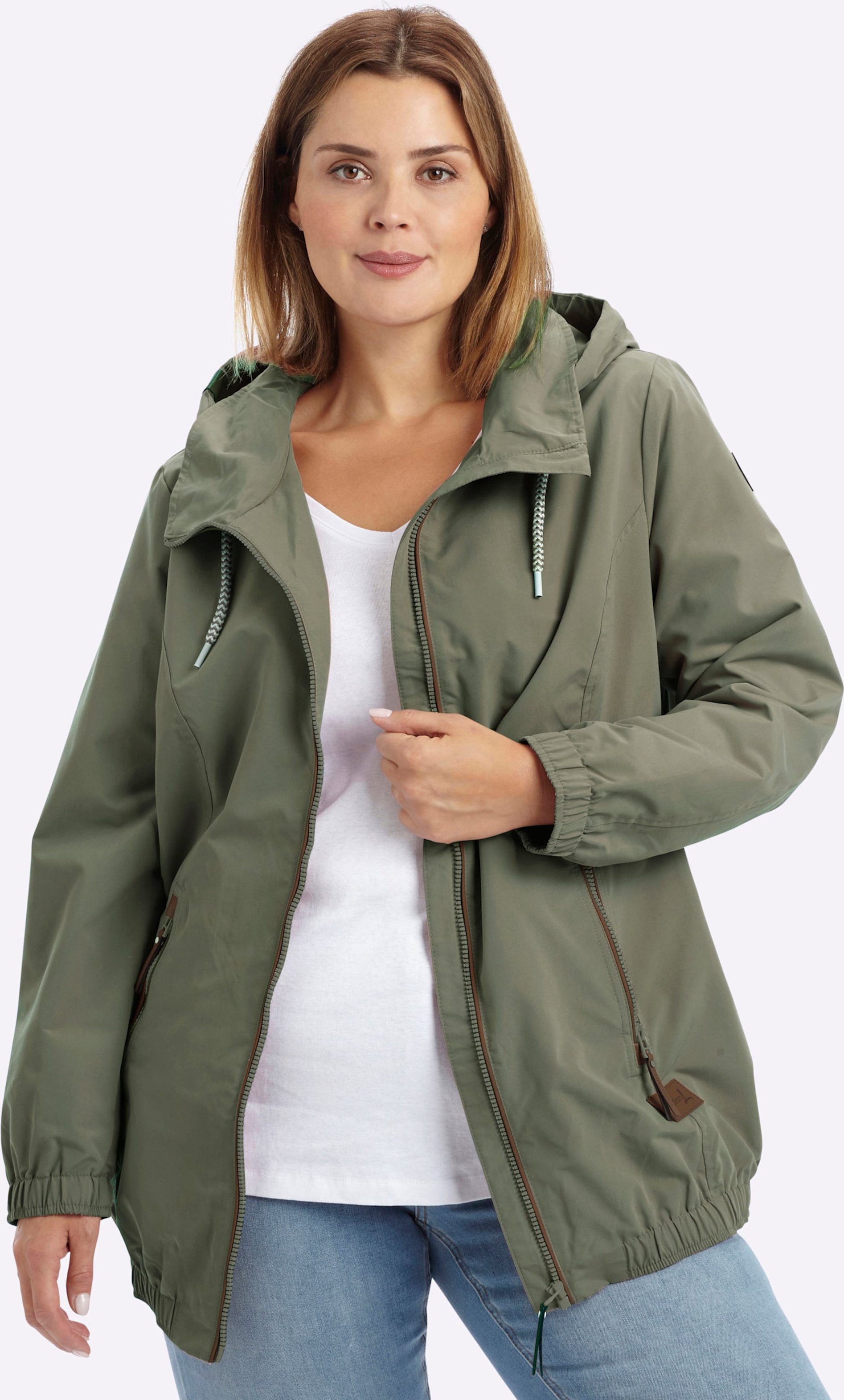 Sheego Freizeitjacke mit Lederimitat-Paspeln