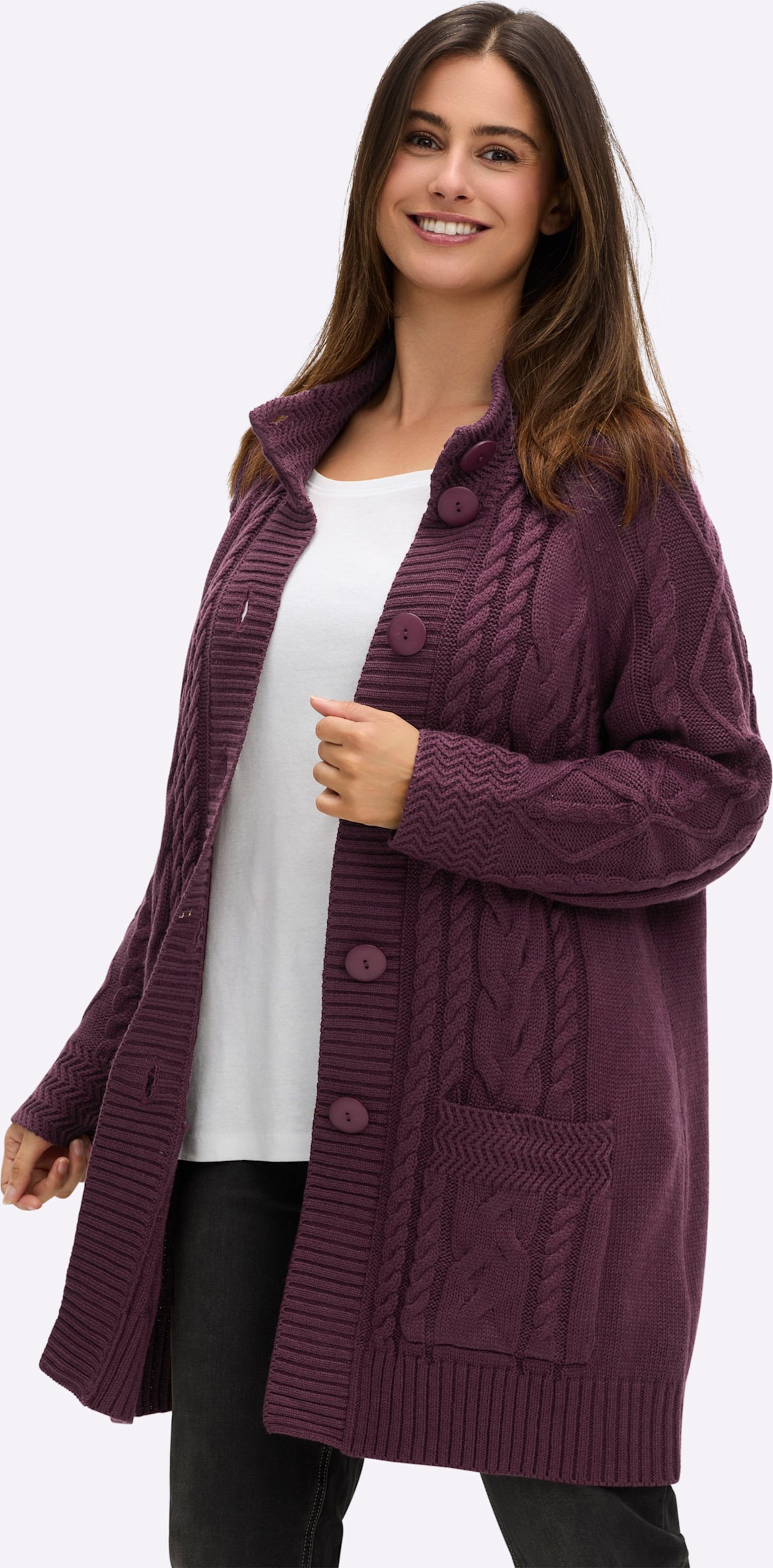Sheego Longstrickjacke mit Einstrickmuster