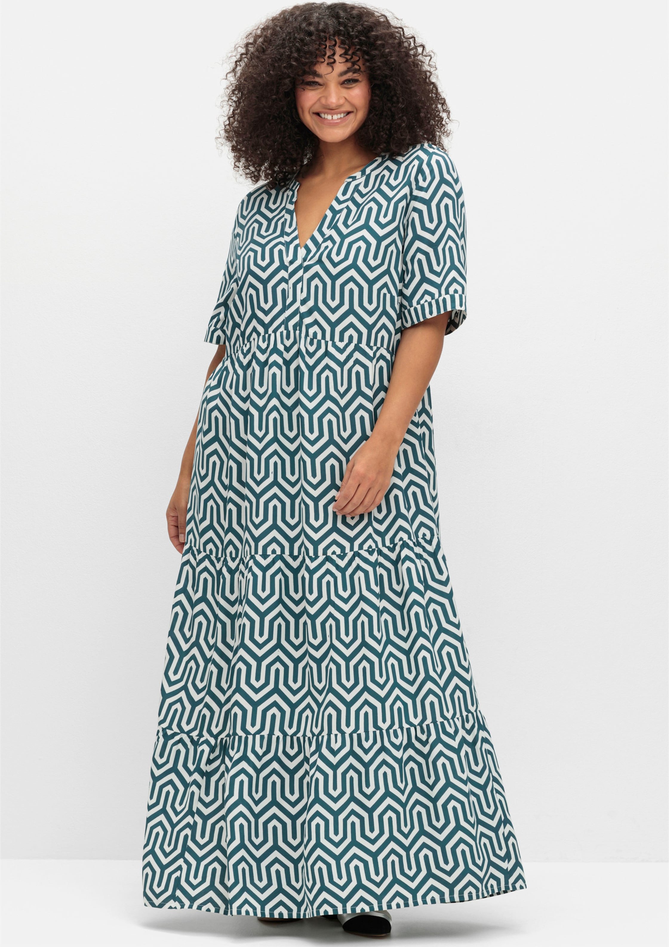 Sheego Maxikleid mit grafischem Alloverprint