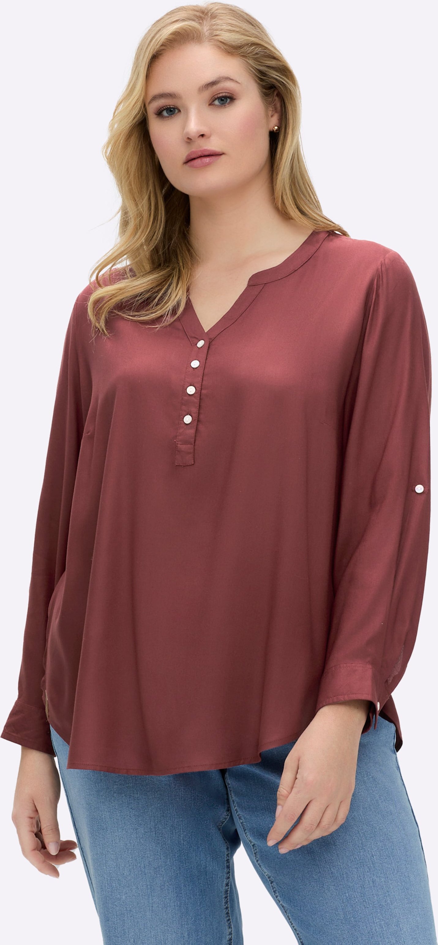 Thumbnail - Sheego Longbluse mit abgerundetem Saum