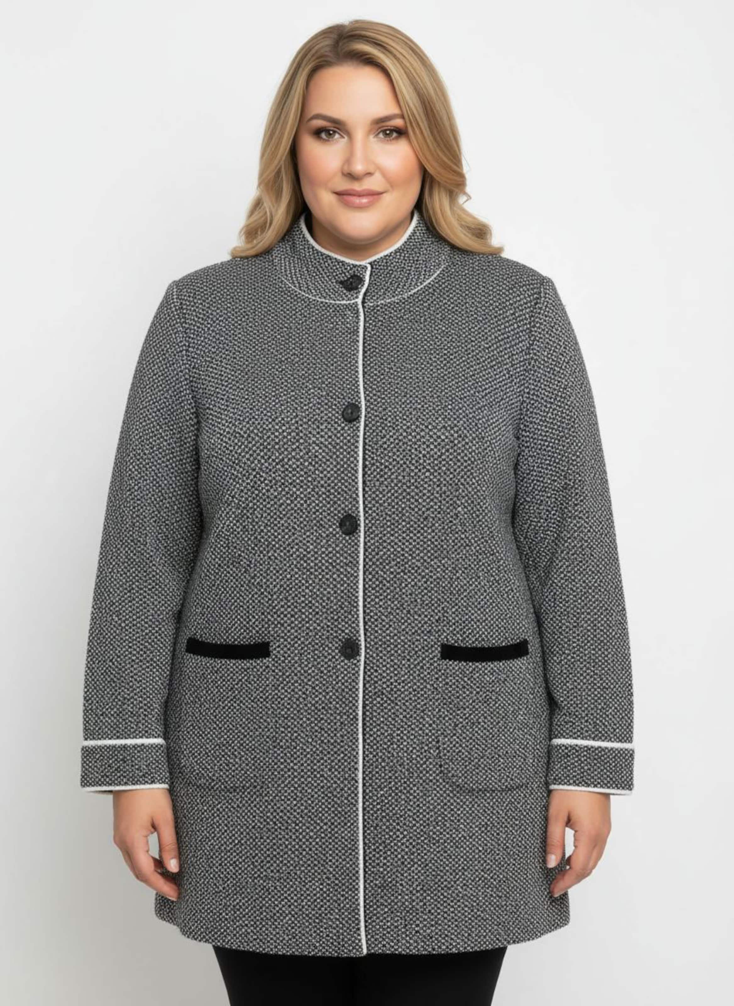 Sheego Jacquardstrickjacke mit Stehkragen