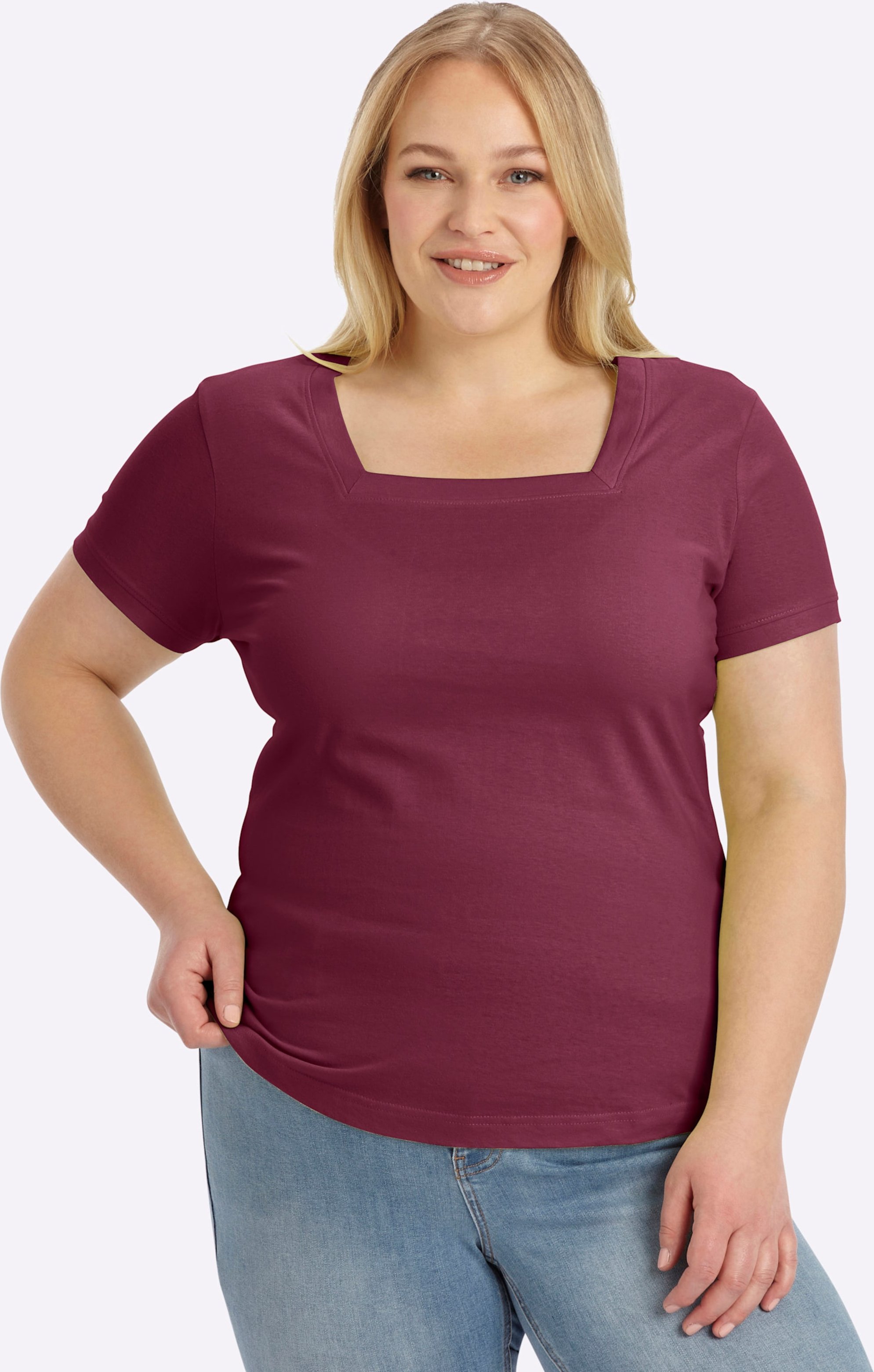 Sheego Kurzarmshirt mit Karree-Ausschnitt