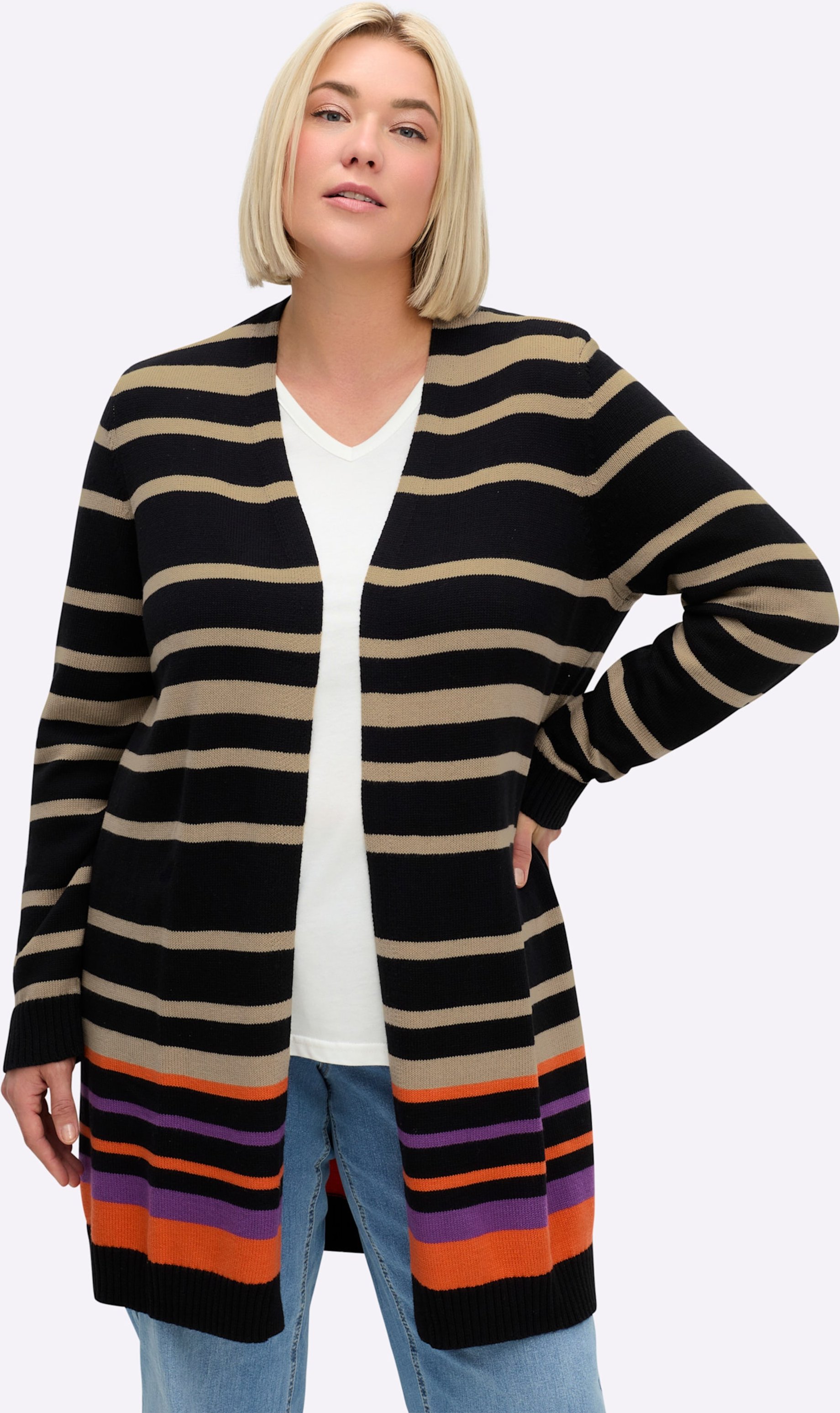 Sheego Longstrickjacke mit Streifen