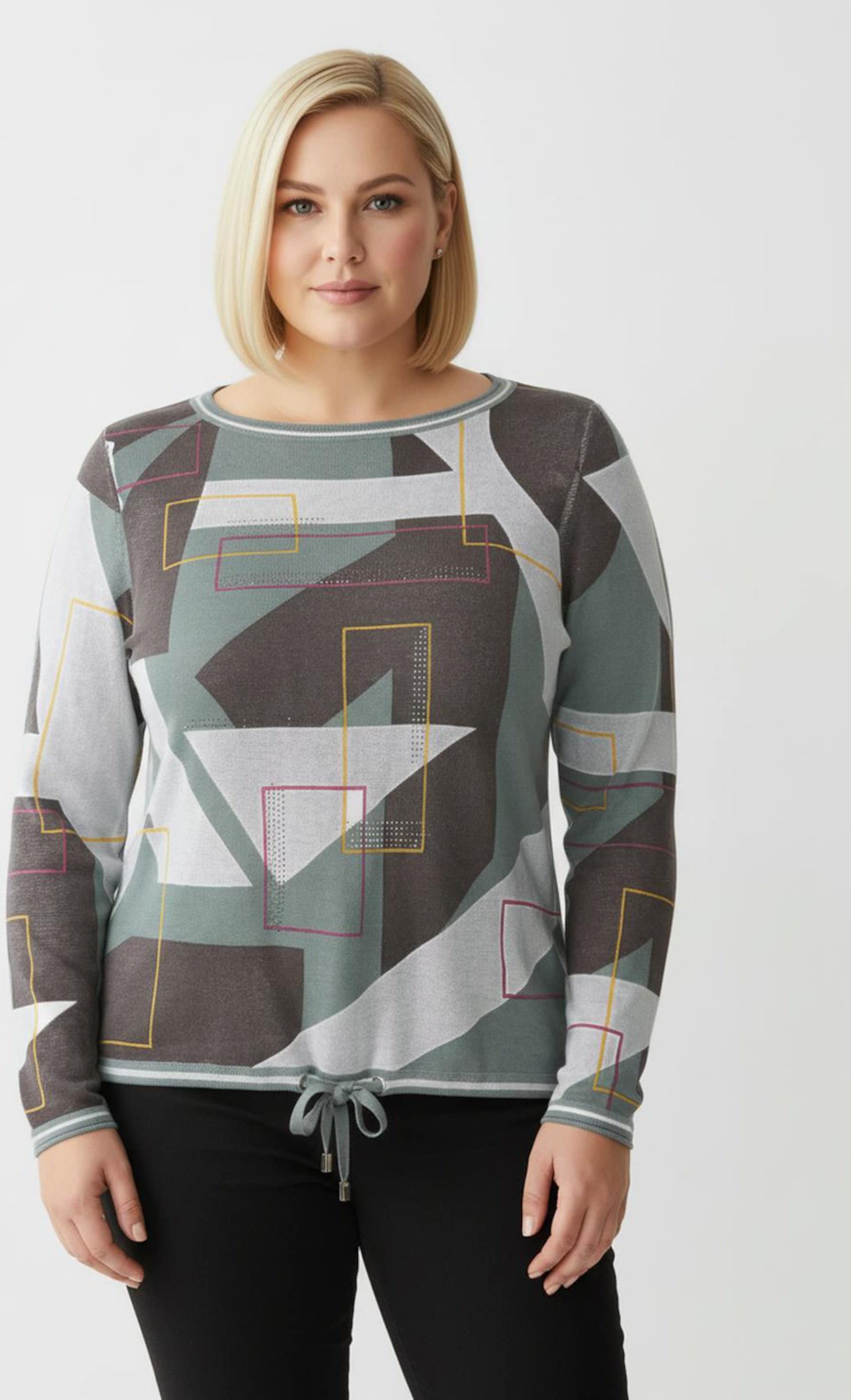 Sheego Pullover mit Bindeband am Saum