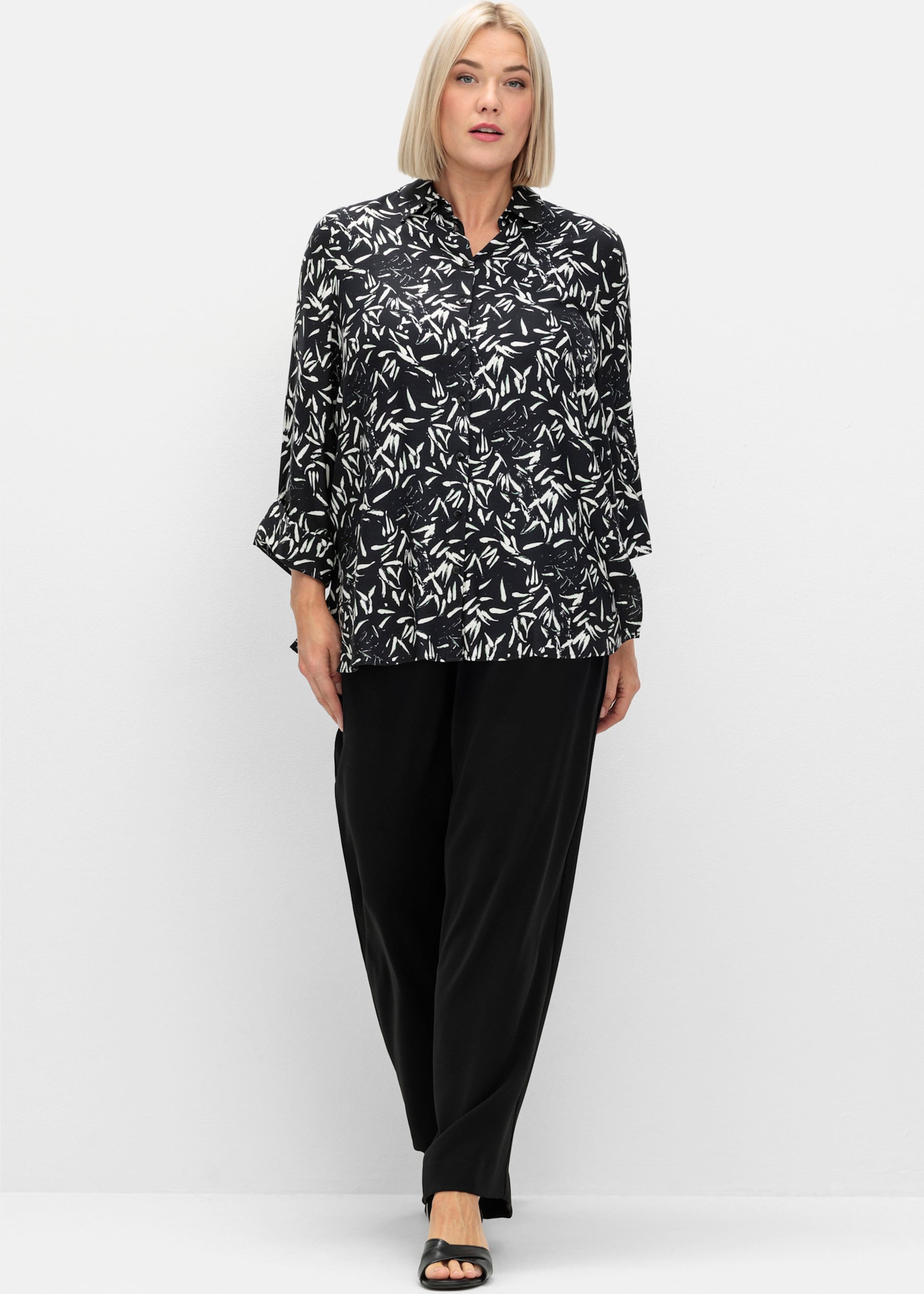 Sheego Hemdbluse mit Blätterprint