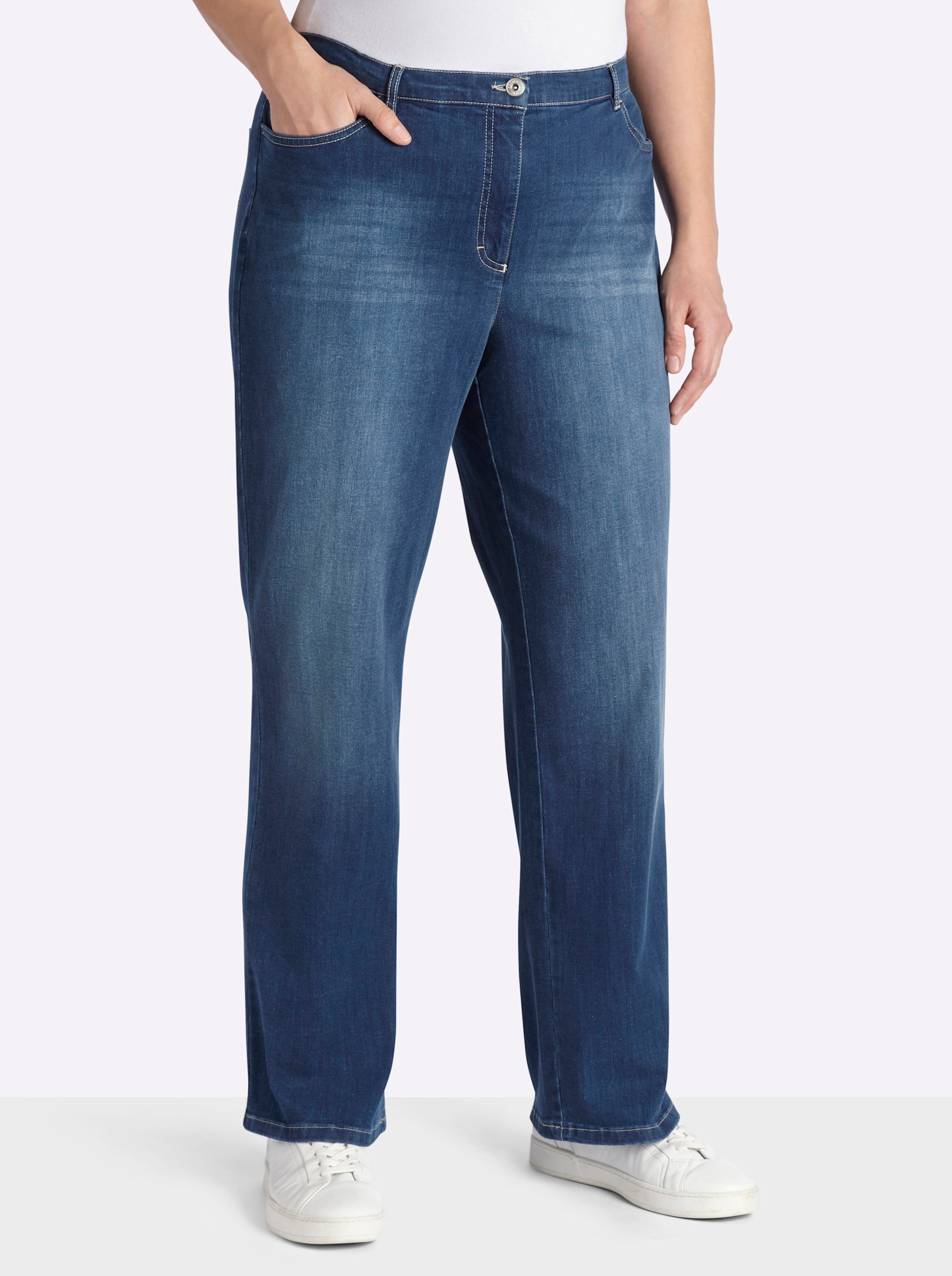 Sheego Gerade Jeans mit Stickerei
